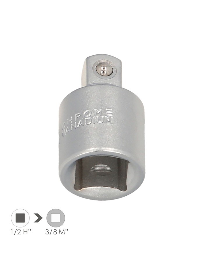 Adaptador Reductor  1/2" Hembra A 3/8" Macho Acero Cromo Vanadio, Aristas Redondas, Reductor Carraca,