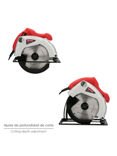 Sierra Circular 1300 Watt. Disco 185 mm. 4.800 RPM Corte a Inglete Con Regulador de Profundidad. Ingletadora, Sierra Madera.