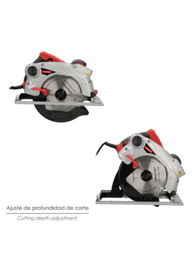 Sierra Circular 1300 Watt. Con Laser Disco 185 mm. 4.700 RPM Corte Inglete Regulador de Profundidad. Ingletadora, Sierra Madera