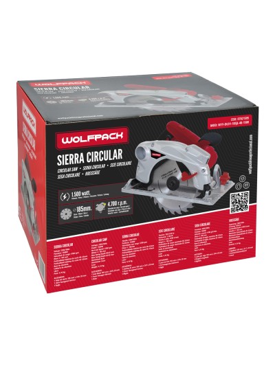 Sierra Circular 1300 Watt. Con Laser Disco 185 mm. 4.700 RPM Corte Inglete Regulador de Profundidad. Ingletadora, Sierra Madera