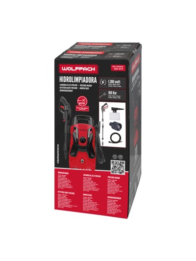 Hidrolimpiadora Alta Presión 100 Bares 1.300 Watt. Con Accesorios. 270 Litros / Hora. Limpiadora de Agua Con Deposito Detergente