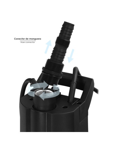 Bomba Aguas Limpias Sumergible Multietapa 1000 W. 5.200 lts/hora, Profundidad 7 Mts, Elevación 35 mts. Presion Max: 3,5 Bares