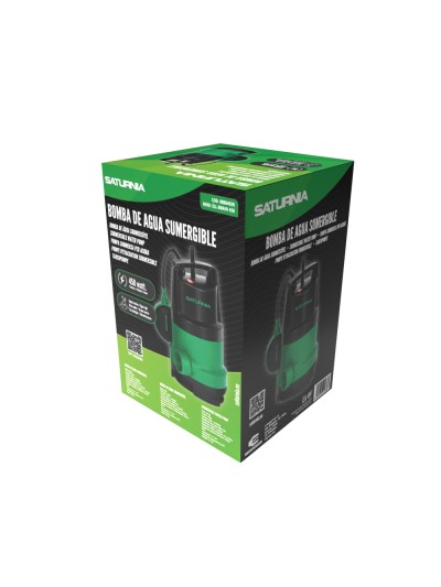 Bomba Aguas Sucias Sumergible 450 W. 8.000 lts/hora, Profundidad 5  Mts, Elevación 5,5 mts. Particulas max. Ø 30 mm.
