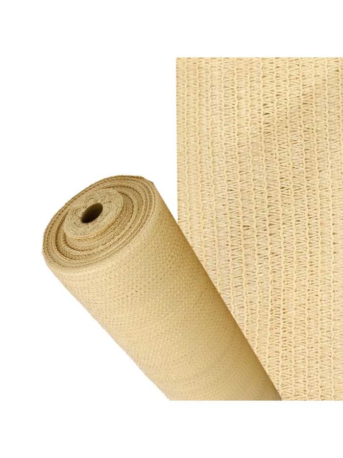 Malla Sombreo Rollo 1.5 x 50 metros, Reduce Radiación, Protección Jardín y Terraza, Regula Temperatura, Color Beige