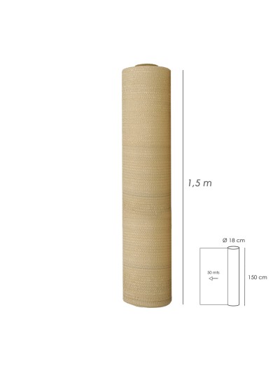 Malla Sombreo Rollo 1.5 x 50 metros, Reduce Radiación, Protección Jardín y Terraza, Regula Temperatura, Color Beige