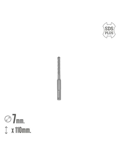 Broca Sds Plus 8 Filos Cortantes Especial Para Hormigon Armado Ø 7 x 100 mm. Broca Paredes, Broca Cimientos, Broca Muros