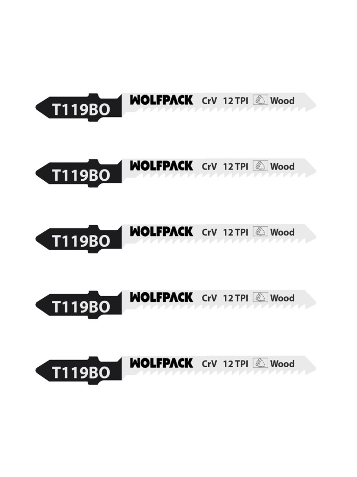 Hojas Sierra Calar Para Madera Corte Fino 5 Piezas. Hoja Cromo Vanadio 58. Vastago T Universal