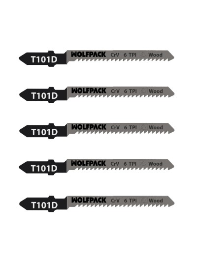 Hojas Sierra Calar Para Contrachapado Corte Grueso 5 Piezas. Hoja Cromo Vanadio 58. Vastago T Universal