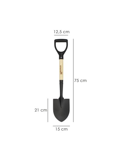 Pala Pequeña Mango Madera Punta Mango Anilla 75 cm. minipala, Pala Jardineria,transplantes, Camping, Montañismo, Acampada