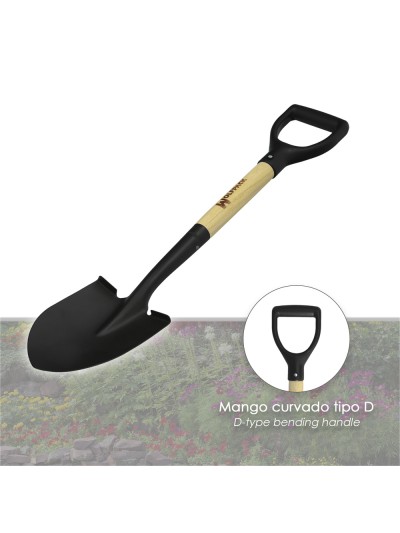 Pala Pequeña Mango Madera Punta Mango Anilla 75 cm. minipala, Pala Jardineria,transplantes, Camping, Montañismo, Acampada