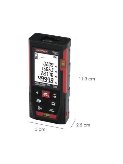 Medidor Laser 10 Funciones 50m Funciona Con 2 Pilas AAA (No Incluido)