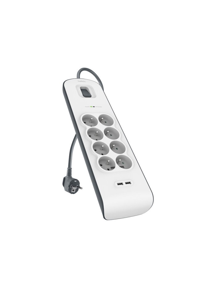 Regleta belkin bsv804vf2m de proteccion contra sobretensiones 8 tomas + 2 puertos usb (2,4 a) boton de Regleta belkin bsv804vf2m de proteccion contra sobretensiones 8 tomas + 2 puertos usb (2,4 a) boton de