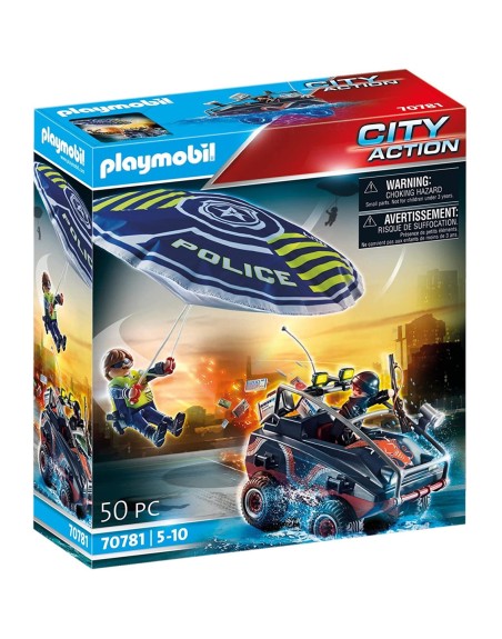 Playmobil policia paracaidas: persecucion del vehiculo anfibio