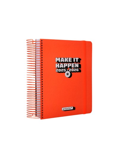 Agenda escolar antartik 25-26 espiral neon rosa dia pagina a5 bilingüe papel fsc 80 gr