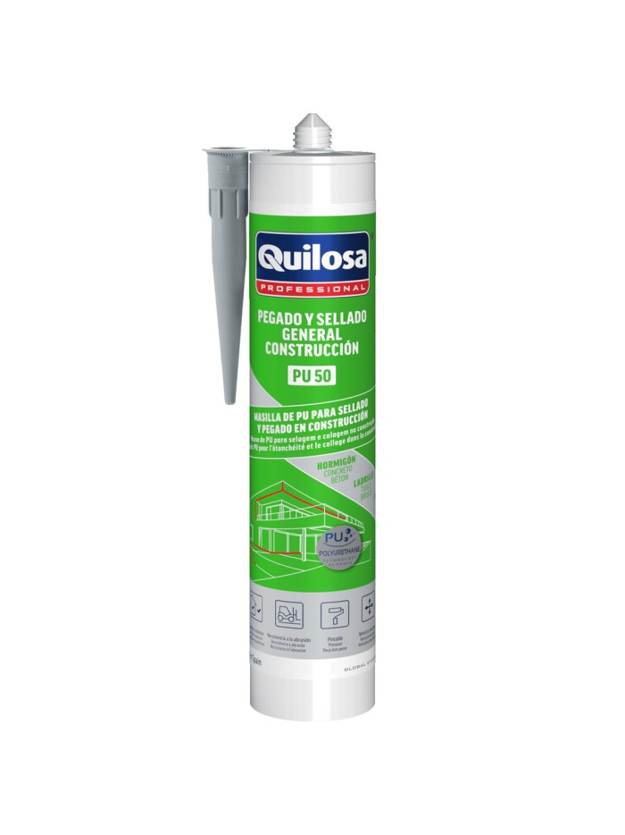 Masilla Poliuretano Gris Cartucho 300 ml.