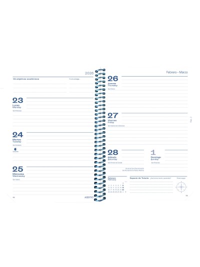 Agenda espiral additio del estudiante meridian din a5 semana vista 144 paginas tapa polipropileno 150x210 mm