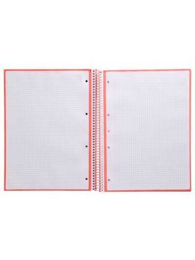 Cuaderno espiral a4 micro antartik tapa forrada 80h 90 gr cuadro 5mm 1 banda 4 taladros rosa claro