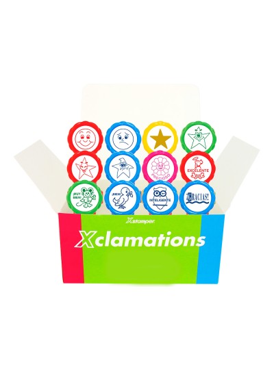 Sello x'stamper emoticono uso escolar expositor de 12 unidades surtidas