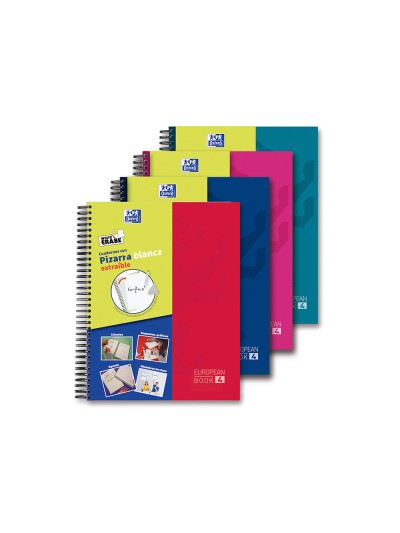 Cuaderno espiral oxford europeanbook 5 write&erase school classic din a4+ 120 hojas cuadro 5 mm con margen