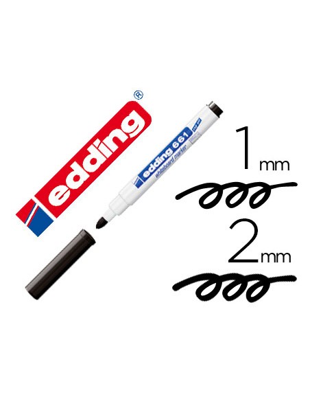 Rotulador edding para pizarra blanca 661 color negro punta redonda 1-2 mm