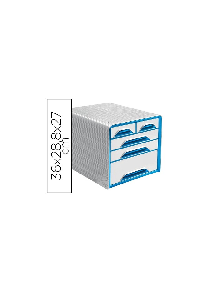 Fichero cajones de sobremesa cep 5 cajones mixtos blanco/azul 360x288x270 mm