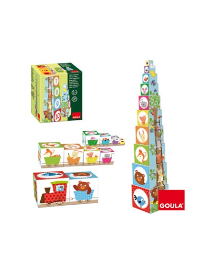 Juego diset didacticos cubos apilables figuras del bosque