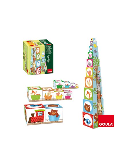 Juego diset didacticos cubos apilables figuras del bosque