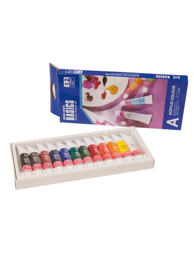 Pintura acrilica artist caja carton de 12 colores surtidos tubo de 12 ml