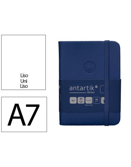 Cuaderno con gomilla antartik notes tapa dura a7 hojas lisas azul marino 80 hojas 80 gr fsc