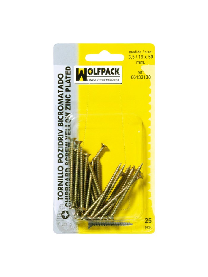 Tirafondo Pozidriv Bicromatado 3,5/19x 12 mm. (50 Piezas)