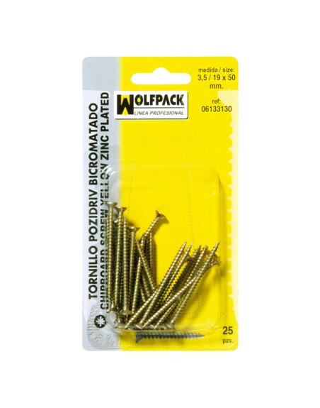 Tirafondo Pozidriv Bicromatado 3,5/19x 12 mm. (50 Piezas)