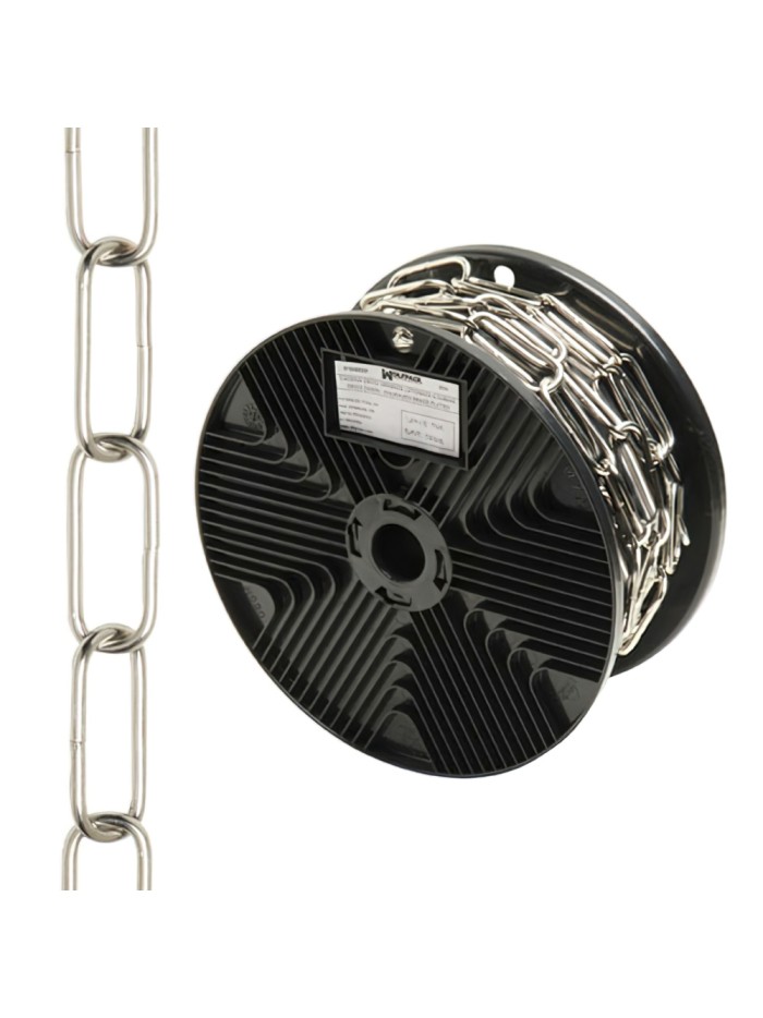 Cadena Decorativa Lisa Plateada 3,4x43 mm. Rollo 20 metros
