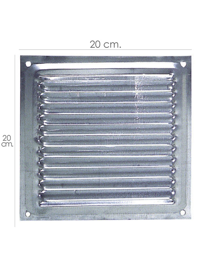 Rejilla Ventilación Atornillar  20x20 cm. Aluminio