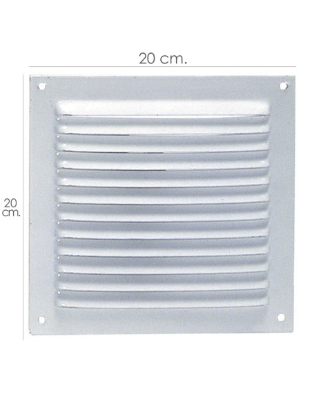 Rejilla Ventilación Atornillar  20x20 cm. Blanca Lacada