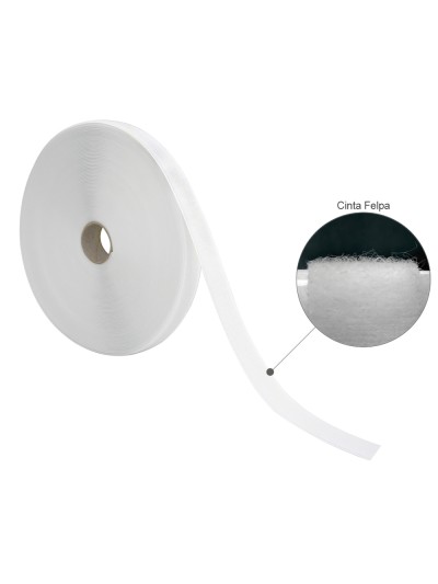 Cinta Velcro Felpa Con Adhesivo Blanco Rollo 25 metros