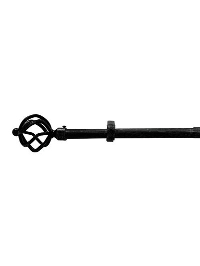 Barra Cortina Extensible Metal Ø 19 mm. Extensible 2,0 / 3,8 Metros Negro Piña Sin Anillas