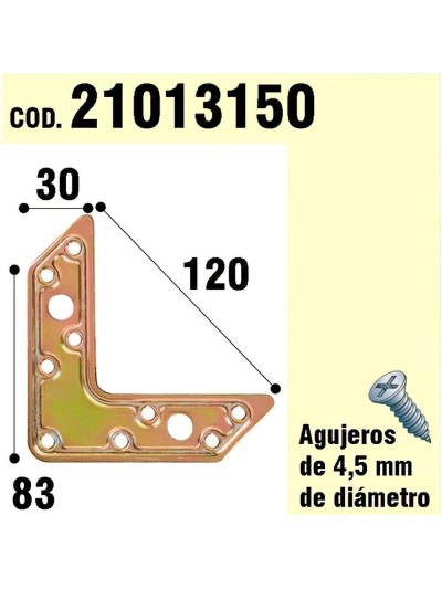 Soporte Para Madera Placa "L"  Bicromatado 120 mm.
