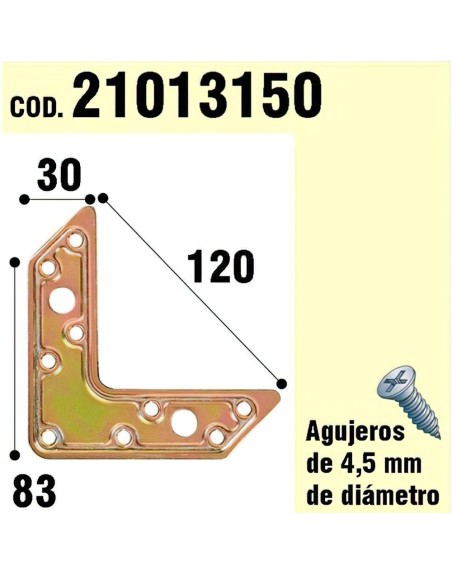 Soporte Para Madera Placa "L"  Bicromatado 120 mm.
