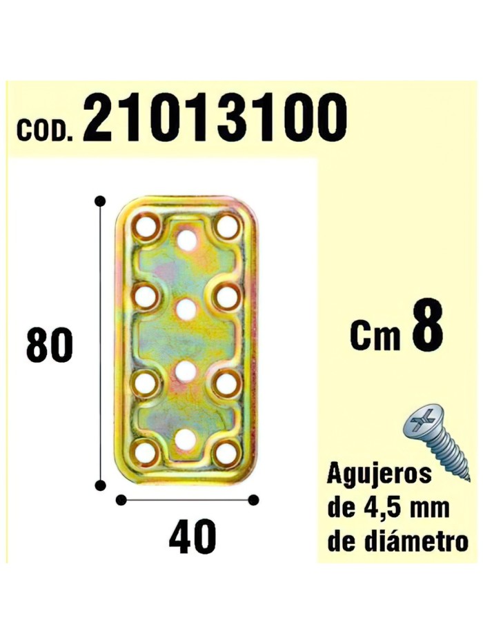 Soporte Para Madera Placa Bicromatada 40x80 mm.