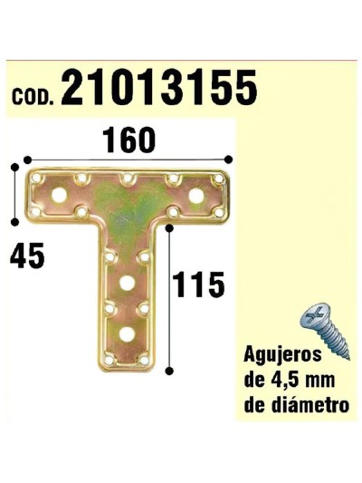 Soporte Para Madera Placa "T"  Bicromatado 160 mm.