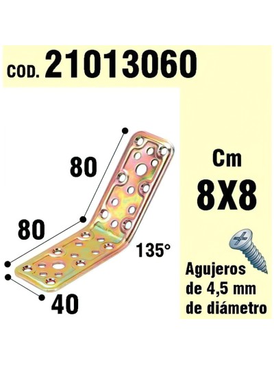 Soporte Para Madera Ángulo   40x80x80 mm. / 135°