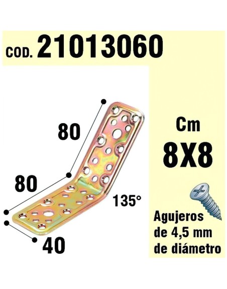 Soporte Para Madera Ángulo   40x80x80 mm. / 135°