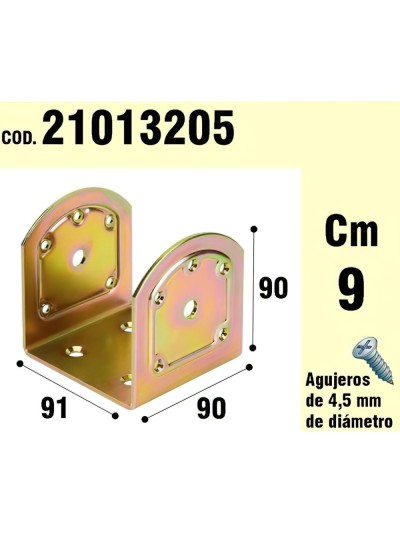 Soporte Para Madera Tipo "U"  Bicromatado 90 mm.