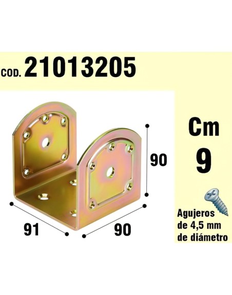 Soporte Para Madera Tipo "U"  Bicromatado 90 mm.