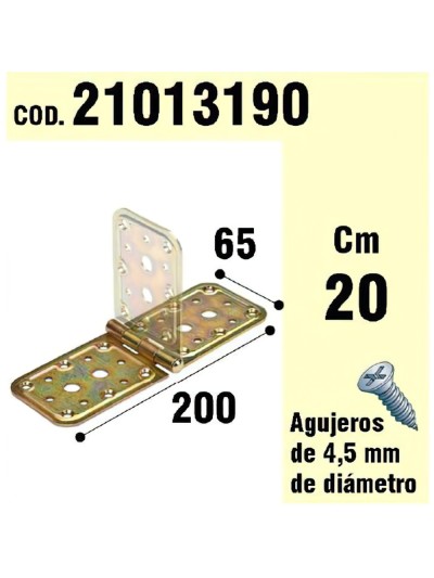Soporte Para Madera Bisagra Bicromatado 65 x 200 mm.