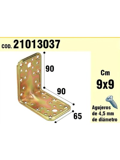 Soporte Para Madera Ángulo  65x90x90 mm. Espesor 2,5 mm.