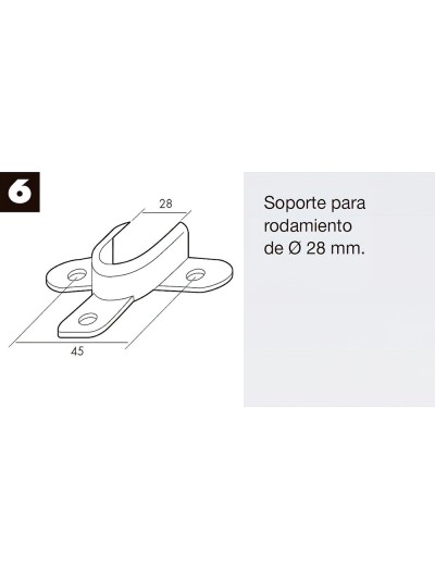 Soporte Persiana Rodamiento Zincado  28 mm. de Diametro