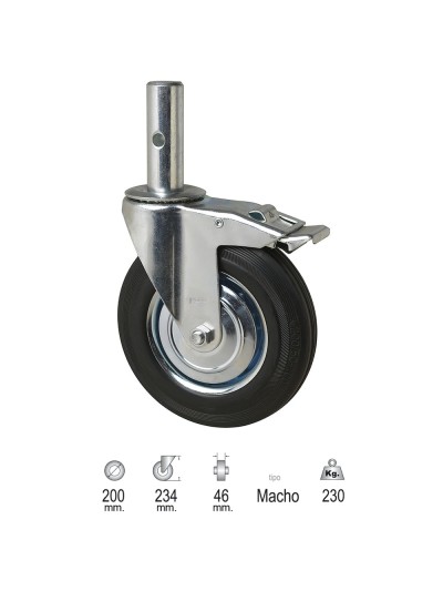 Rueda Industrial Andamio (Macho) 200 mm.