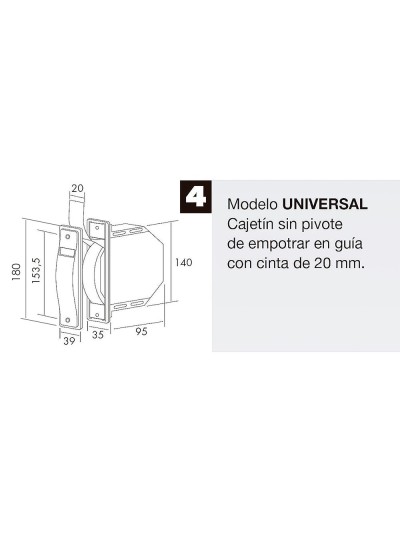 Recogedor Persiana Universal Blanco Cinta 20 mm.