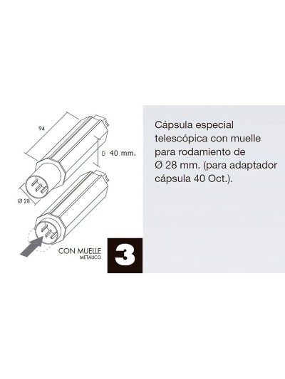 Capsula Persiana Telescopica Sin Espiga Para Eje 40 mm.